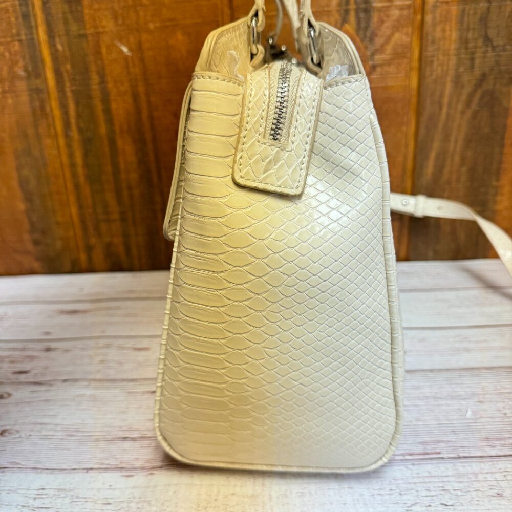 I.N.C. INTERNATIONAL CONCEPTS Emiliee Medium Satchel – Bone Tonal Snake - Picture 3 of 6